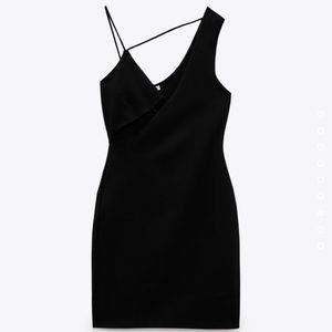 Zara Black One Shoulder Cut Out Dress